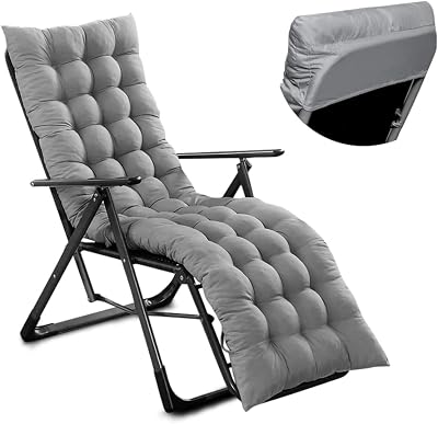 Sour Lemon Sun Lounger Cushion Grey 170x53x8cm Thick Anti-Slip
