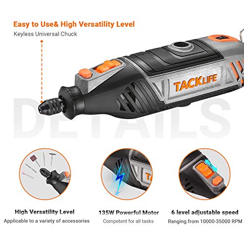 TACKLIFE Rotary Tool Kit, 135W Upgraded Powerful Motor with Variable