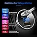 AINOPE USB 12V Car Adapter, Cigarette Lighter Voltage Meter 4.8A All Metal Dual Port USB LED Display Car Flush Fit Car Charger Compatible for iPhone X/XS MAX/XR,iPad Mini 3,Galaxy Note 9/S9/S8-Silver