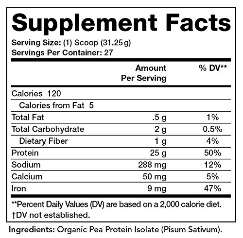 Olympian Labs Plant Based Pea Protein Powder, Unflavored - 25g of Protein, Vegan, Low Net Carbs, Gluten Free, Lactose Free, No Sugar Added, Soy Free, Kosher, Non-GMO, 2 Pound Pea Protein Powder