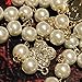 Fashion Jewelry Bridal and Chic Long Imitation Pearl 4Leaf Clover Strand Necklace (Gold Clover)