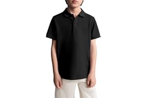 Haloumoning Boys Short Sleeve Pique Polo Shirt School Uniform Shirts for Kids 5-14 Years
