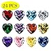 24PCS Crystal Glass Zircon Heart 5MM Birthstones Floating Charms Bulk for Living Memory Locket Pendant Necklace (Heart)