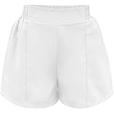 Yesfashion Girls Athletic Shorts with Zipper Pockets Elastic Waisted Running Shorts Soccer Gym Sports Active Short 4-13Y