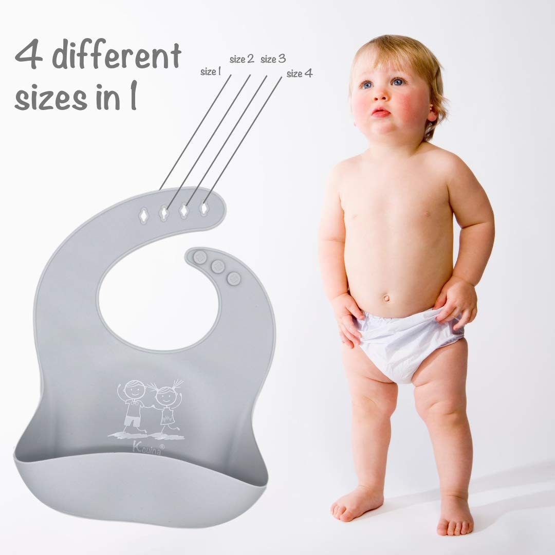 Kcuina 6 Piece Baby Feeding Set- Includes 2 Silicone Bibs, 1 Strong