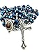 Sapphire Blue Crystal Beads Rosary Necklace Holy Soil & Metal Crucifix New
