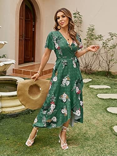 BerryGo Women's 2024 Summer Boho V Neck Ruffle Floral Maxi Dress Wrap Wedding Guest Dress in Dubai - UAE | Whizz Dresses BerryGo Women's 2024 Summer Boho V Neck Ruffle Floral Maxi Dress Wrap Wedding Guest Dress in Dubai - UAE | Whizz Dresses