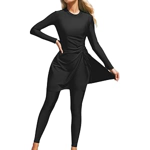 Gaexia Muslim Swimsuits for Women Swimwear Long Sleeve Burkini Full Coverage Swimsuit Rash Guard Two Piece Bathing Suit