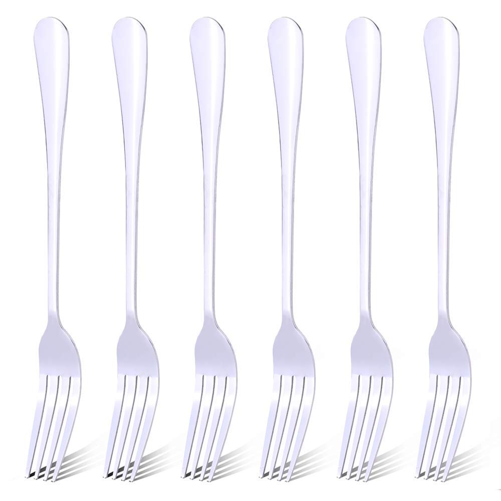 Qinglele Fork,6 Pcs 304 Stainless Steel Dinner Forks, 8.1inches (Slive, Large)