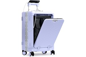 Nobl Travel Carry On Luggage, Noble Zipperless Aluminum Frame PC Hard Shell Suitcase, 22.5x15x9.5 Airline Approved, 360° Spinner Wheels, TSA Locks, USB Charging Port, Cup & Phone Holder - Lavender