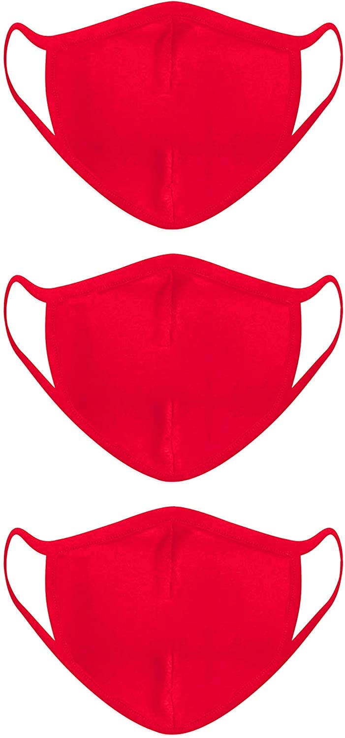 Carteyna Cotton Face Mask 2 Layer - Unisex for Dust and Pollution Protection, Washable, Reusable Cotton Fabric (3, Red)