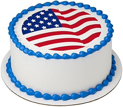 Amazon Com American Flag Round Edible 8 Round Cake Topper 20910