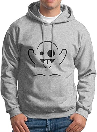 Fashion Men's Athletic Halloween Ghost Print Soft &amp; Cozy Drawstring Sweatshirt Without Pocket Sweater Shirt Ash S