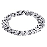 Trendsmax Mens Boys Chain Cut Cuban Curb Polished Link 316L Stainless Steel Bracelet 10inch