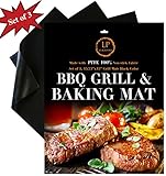 LukaPito Grill Mat for BBQ,Set of 3,Baking & Cooking–Durable & 100% Non-Stick,FDA Approved PFOA Free, Eco Friendly Material-Heat Resistant, Works of Gas, Charcoal Electric Grill and More-15.75X13 inch