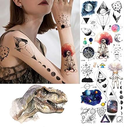 Ruofengcp Aquarelle Astronaute Faux Tatouage Femmes Bras