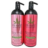 Hempz Pure Herbal Extracts Blushing Grapefruit & Raspberry Creme Herbal Shampoo & Conditioner 33.8oz to Protect Hair Color Bundle