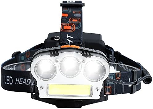 Fukkie LED Headlamp - 1800 Lumens Rechargeable Headlamp with 6 Modes White/Red Light, Spot/Floodlight, 4400 mAh Battery, Waterproof, Elastic Band, 150° Tiltable, Ideal for Camping, Fishing, Hunting