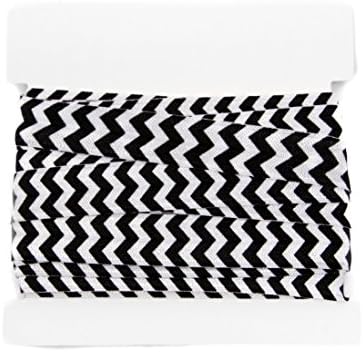 Printed Chevron Fold Over Elastic (FOE) - 5 yard Bundle - Black and White