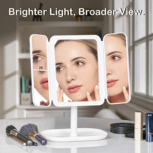 Makeup Mirror with Lights, Lighted Makeup Vanity Mirror with 1X/2X/3X