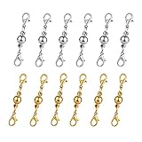 Dsmile Gold/Silver Plated 12 Sets Ball Tone Magnetic Lobster Clasps for Jewelry Necklace Bracelet