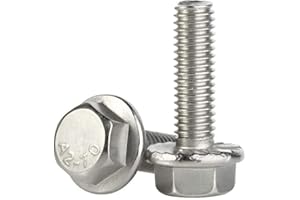 MELLEWELL M6 x 16mm Flanged Hex Head Bolts Flange Hexagon Screws, Stainless Steel A2, DIN 6921, 25 PCS