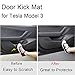 BASENOR Tesla Model 3 Door Anti-Kick Mat Leather Carbon Fiber Protector for All Four Door(4 PCS/Set) V2.0 [Upgraded]