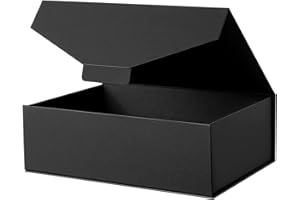 JINGUAN Black Large Gift Box 11.5x8.1x3.8 Inches, Empty Gift Box for Present with Lid, Reusable Collapsible for Groomsman Proposal Box, Gift Packaging(No Magnetic, No stickers, Matte)