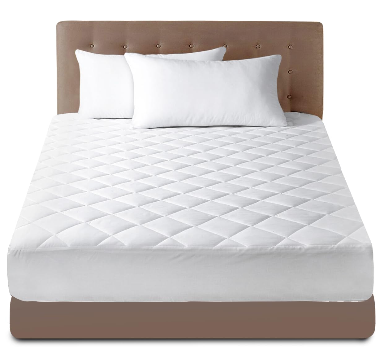 GC GAVENO CAVAILIA Quilted King Size Mattress Protector - 30cm Deep Fitted Mattress Cover - Luxury Breathable & Anti-Allergy Mattress Protector King Bed - Soft & Durable Mattress Protectors - White