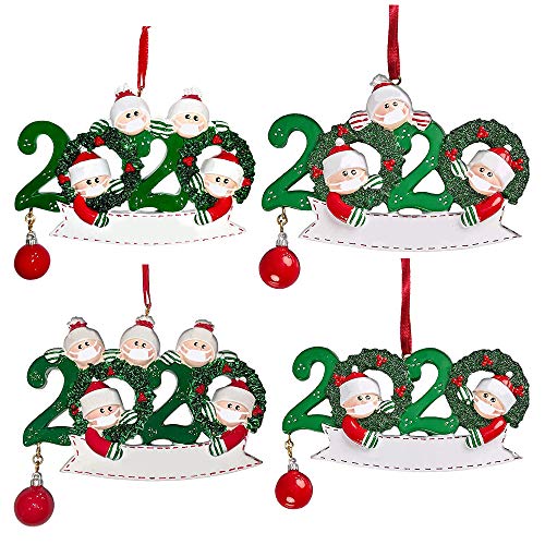 Christmas Personalized Quarantine Ornaments Creative Family Members Masked Christmas Tree Hanging Pendant Gifts for Family and Friends