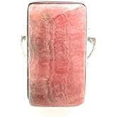 Natural Pink Rhodocrosite 925 Sterling Silver Solitaire Ring Size 6.75