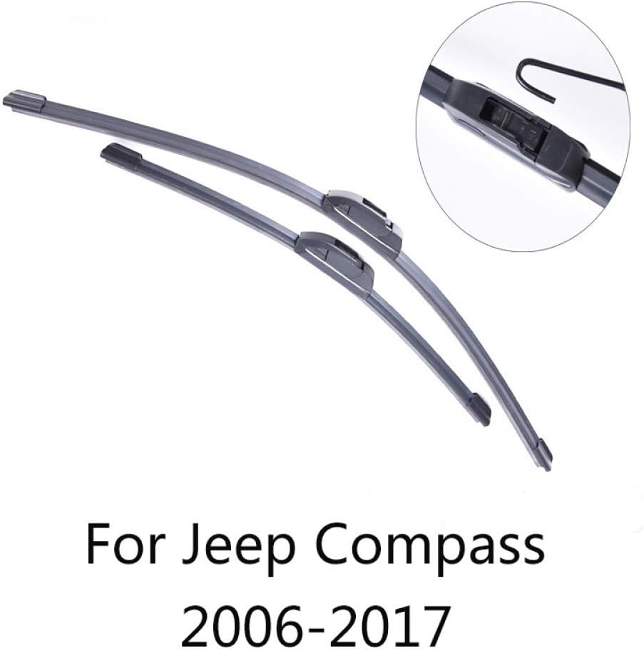 LILIGUAN Car Wiper Set, For Jeep Compass 2006 2007 2008 2009 2010 2011 2012 to 2017, Soft Rubber Windscreen Wipers