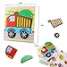 Wooden Jigsaw Puzzles Toys for 1 2 3 Years Old Girls Boys Toddler Toys Shape & Color Words Cognitive Skill Learning Early Educational Toys Gifts with Random Pattern Sticker Gift