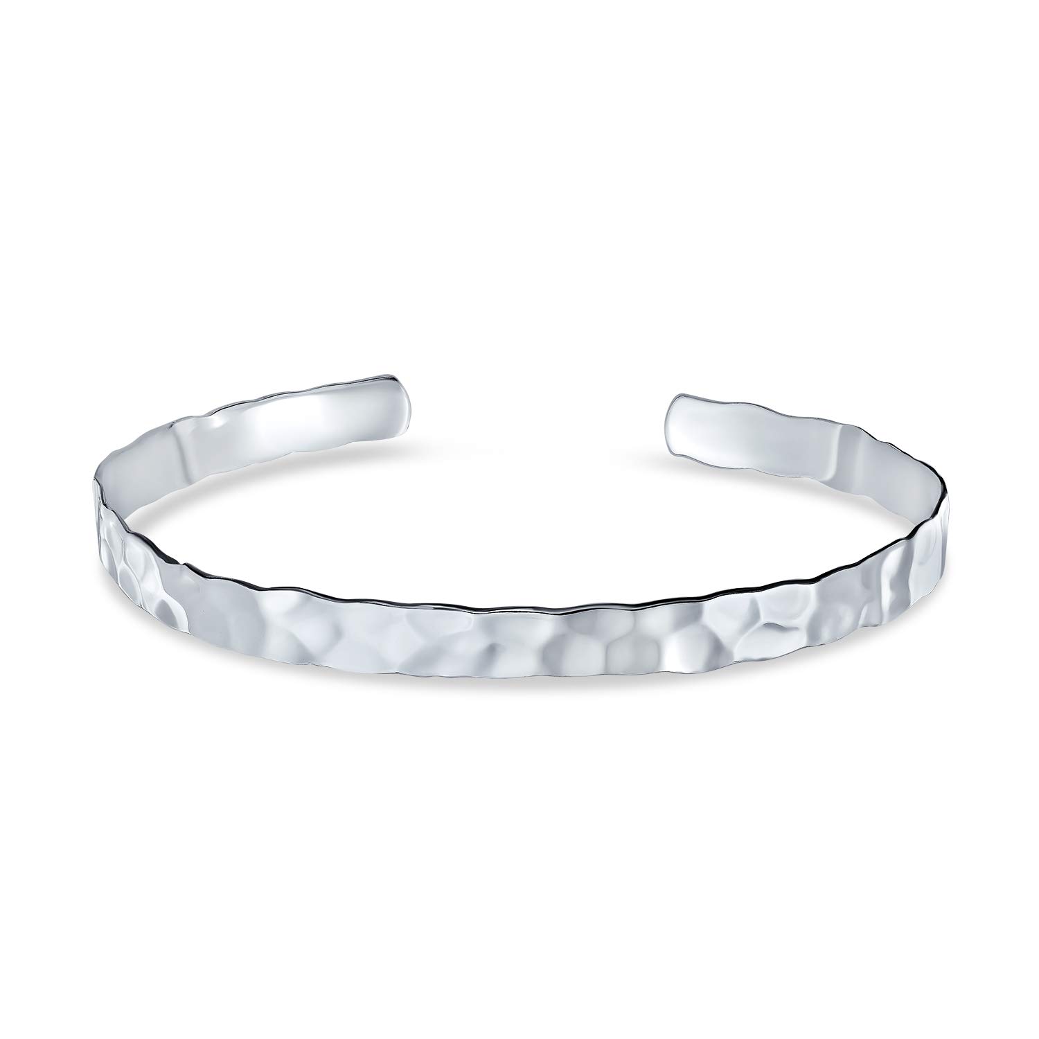 Bling Jewelry Personalize Medium Textured Honeycomb Stackable Hammered Bangle Cuff For Women Girlfriend Matte .925 Sterling Silver Customizable
