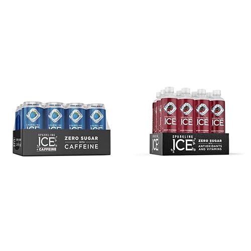 Grape Raspberry Water Sparkling Ice +Caffeine Blue Raspberry Sparkling Water (Pack of 12) and ...