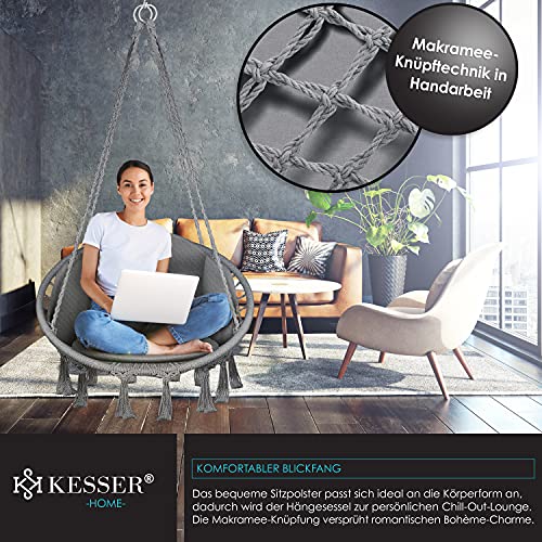 KESSER® Hängesessel mit Kissen - Chill Hängestuhl zum Aufhängen für Erwachsene & Kinder Hängematte bis 150 kg Hängesitz… – Bild 5
