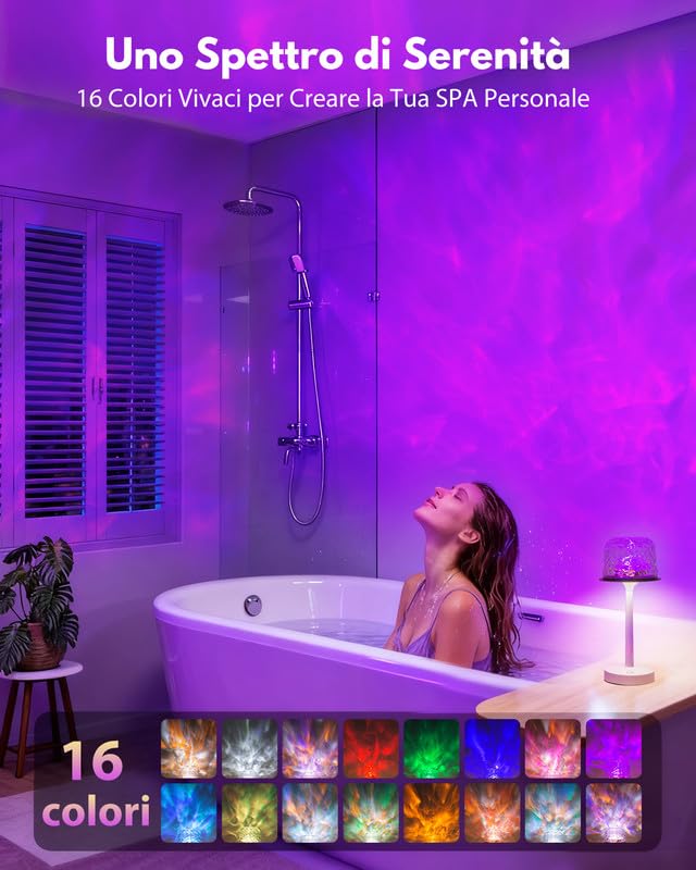 Waterproof Shower Lamp, Wireless Rechargeable Desk Lamp, Entspannen 16 Colors LED Mood Projector, Remote Control, Touch Control, Bathroom, Toilet, Office Lighting