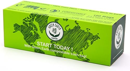 Green Earth Compostable Biodegradable Food Scraps Waste Kitchen Trash Bags, 300-Count, 2.6 Gallon, Superior Strength 0.71 Mils Thickness, US BPI, Europ VINCOTTE OK Compost HOME &amp; ASTM6400 Certificated