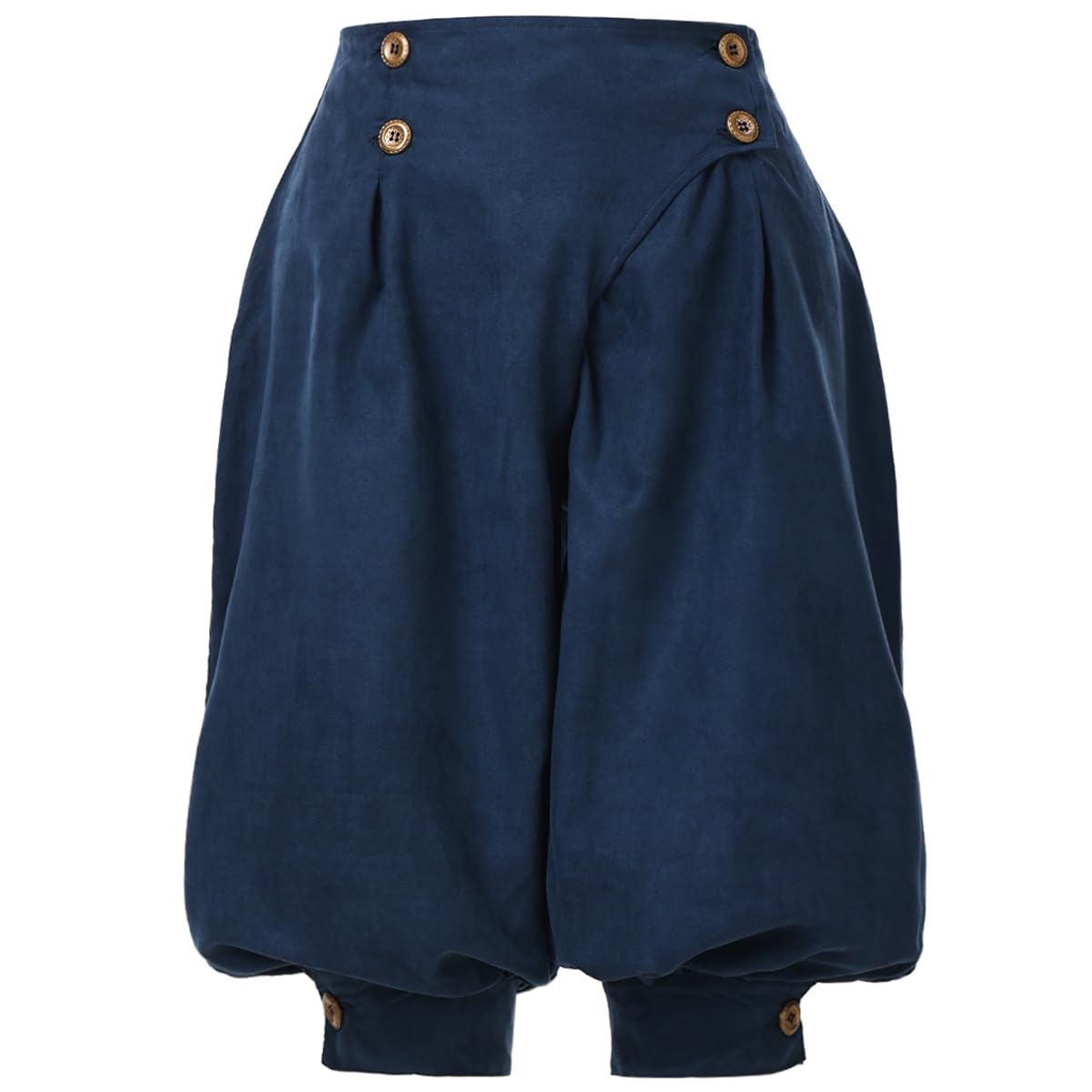 GRACEART Women's Renaissance Bloomer Pants Medieval Vintage Knickers Pirate Trousers High Waist Double Breasted Shorts Blue