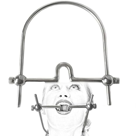 Stainless Steel Open Mouth Gag Bondage Neck Collar Ring Restraint Mouth Plug Gag