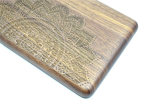 VolksRose Amazon Kindle Paperwhite Wooden Case - Walnut Half Big Mandala Flower - Premium Quality Natural Bamboo / Wood Cover for All Kindle Paper White Versions