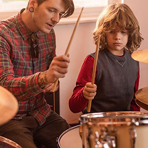 URlighting Drum Sticks Set - 1 Pair 5A Drum Sticks,1 Pair Drum Rod Brushes Sticks,1 Pair Drum Wire Brushes with Storage Bag for Kids, Adults, Rock Band, Jazz Folk, Students