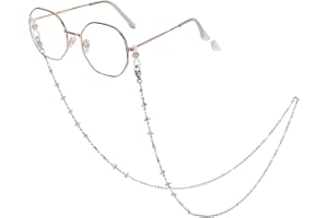 HONGEELY Eyeglass Chain Silver Stainless Steel Handmade Necklace for Reading Glasses Sunglass Beaded Chains for Men Women