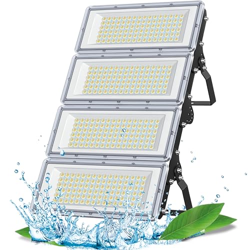 TASINUO Outdoor LED Spotlights 400W, 40000LM Outdoor LED Lights, 7000K Cool White Powerful LED Projector, IP67 Waterproof Outdoor Light, LED Lamp for Garden, Terrace, Garage, Factory Warehouse Gyms