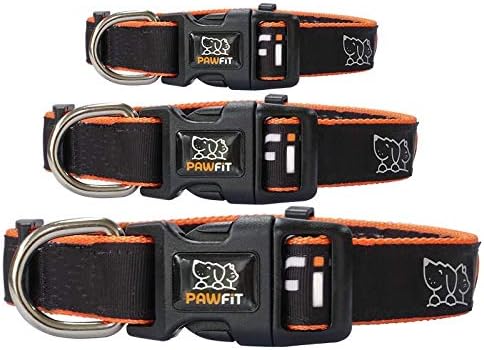 Pawfit 3 Series Collar, Nylon Dog Collar with Safety Buckle, Adjustable Pet Collars with Quick Release Buckle (Black & Orange, Large) - Image 4