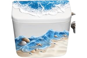 2 PCS Beach Seashell Toilet Seat Decal Stickers, Self-Adhesive Bathroom Wall Decor, Coastal Theme Vinyl Stickers for Bathroom