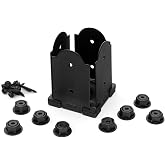 OZCO Laredo Sunset Post Base Kit, 4in x 4in, 1 Kit with Hardware, Black | Galvanized powder-coated steel bracket, Fits standard 4in x 4in square posts , Raised design protects deck, pergolas