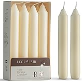 Leor & Lair Ivory Candlesticks – Pack of 8 Small Candle Sticks – 6 Inch Taper Candles with Cotton Wick – 5 Hour Burn Cream Taper Candles for Events, Holiday & Home Décor