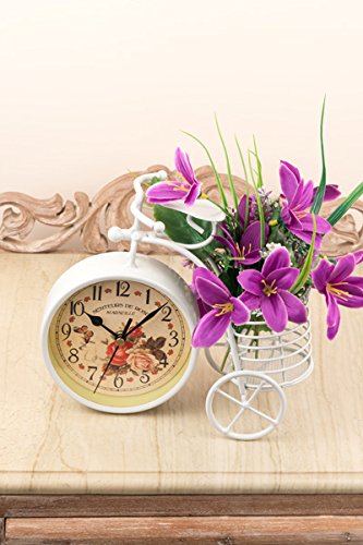 A Vintage Affair White Vintage Bicycle Clock Bike Shape Clock Child Kids Bicycle Clock with Pen Holder for Home Decoration.