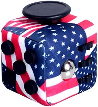 Gslover Fidget Cube Dice Toy Anti-anxiety and Depression Cube for Children and Adults (USA Flag Style)